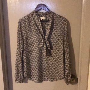 Loft silky tie front blouse